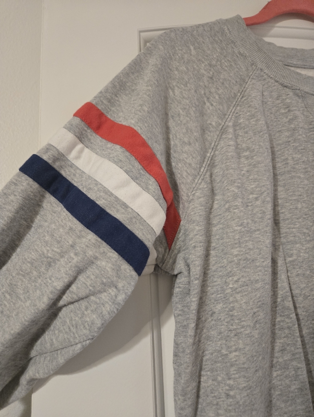 Maurices USA Embroidered Womens Sweatshirt with Striped Sleeve Accents - Picture 2 of 6